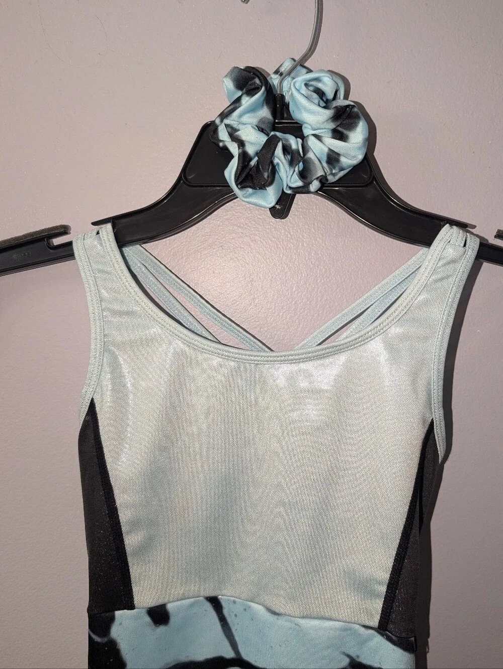 Justice Tie-Dye Light Blue Black Leotard Girls' Gymnastics Dance- Size (7-8)